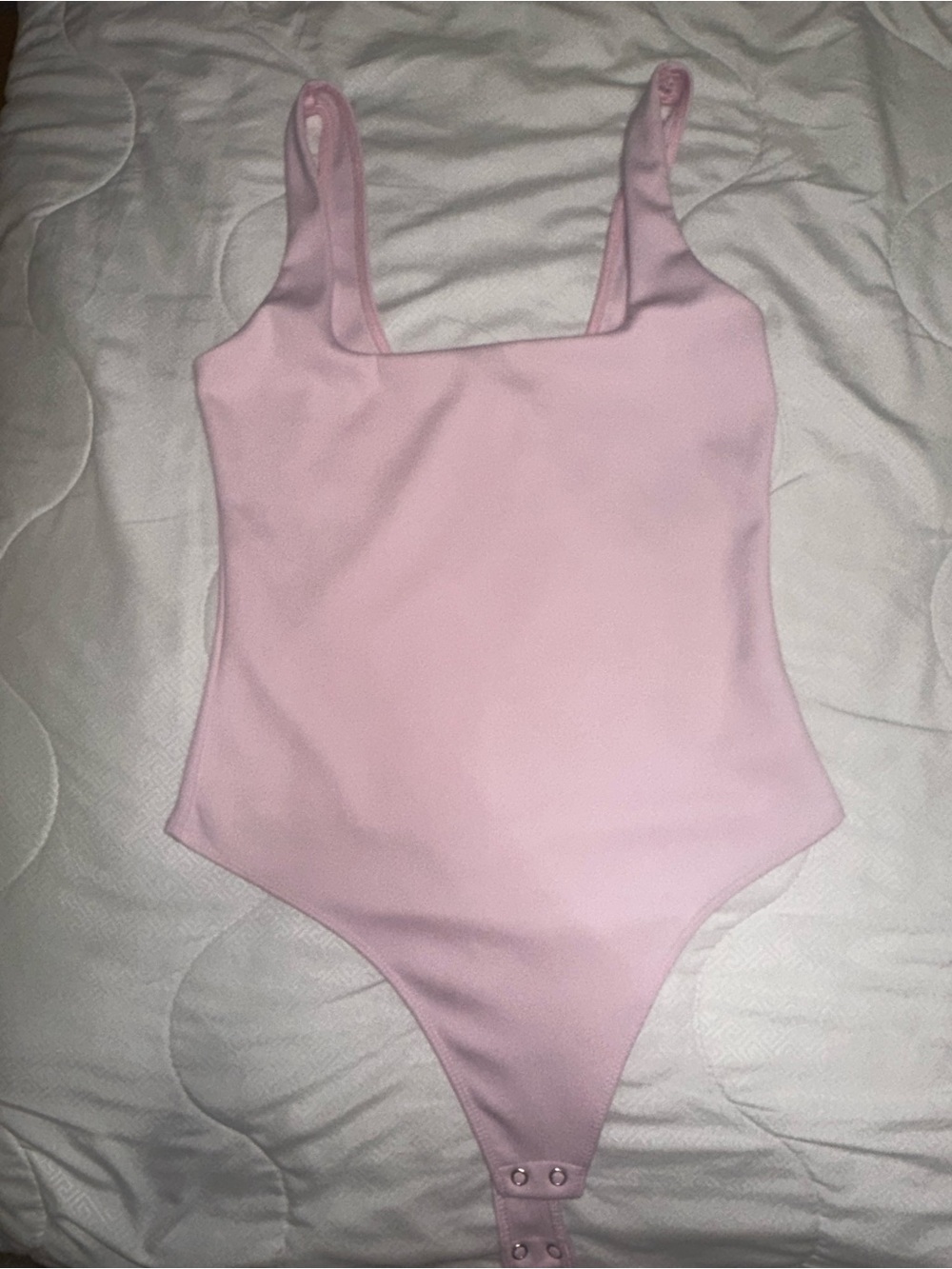 Good American Pale Pink Square Neck Bodysuit